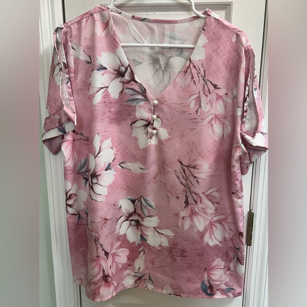 Pink Flutter Sleeve Blouse with Relaxed Fit